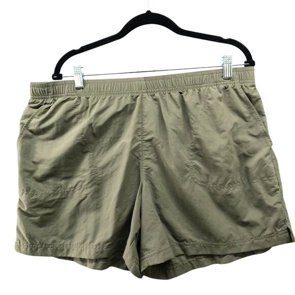 Columbia Hiking Shorts Mens XL Olive Green 5'' Inseam Zip Pocket Pull On Nylon - Picture 1 of 9